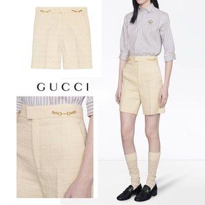 Gucci Horsebit Ivory Tweed Shorts